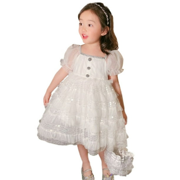 Flower Girls Suspenders Cute Dress Princess Tulle Stars Summer Vintage Dresses 